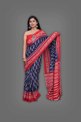 DosayaFabric Blocked Printed Daily Wear Pure Cotton Saree(Dark Blue)