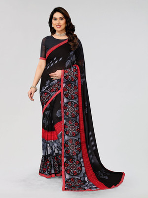 Moda Rapido Embellished, Printed, Self Design Bollywood Georgette Saree(Black)