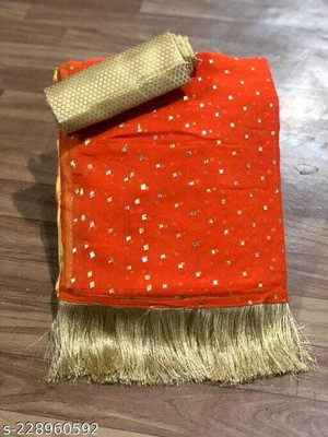 ELEGENCE FAB Embellished Daily Wear Chiffon Saree(Orange)