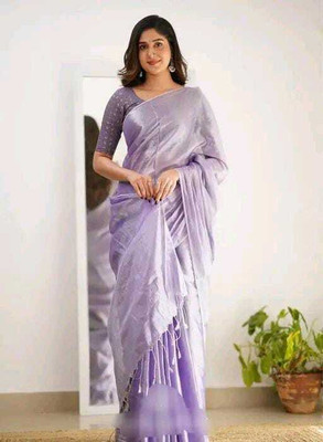 Maatarasaree Solid/Plain Handloom Handloom Tissue Saree(Purple)