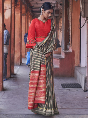 Sareemall Printed Bollywood Silk Blend Saree(Light Green)