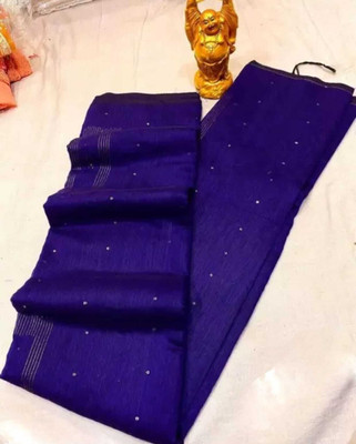 ASIMA TEXTILE Solid/Plain, Self Design Handloom Handloom Cotton Silk, Cotton Blend Saree(Blue)