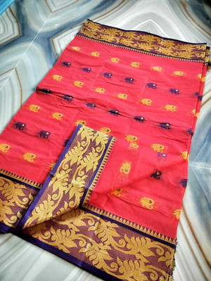 Piyafashion Self Design Tant Pure Cotton Saree(Multicolor)