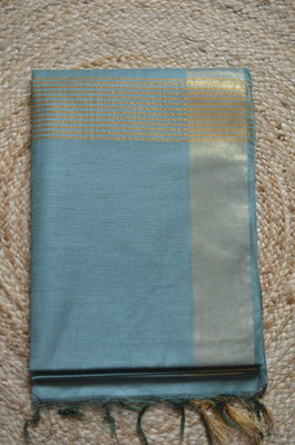 MRIKA Solid/Plain Bhagalpuri Handloom Viscose Rayon Saree(Dark Green)