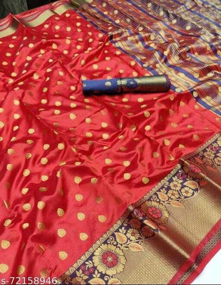 LAVYANSH CREATION Printed Banarasi Art Silk Saree(Red)