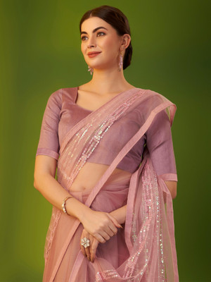 Sareemall Embellished Bollywood Net Saree(Purple)