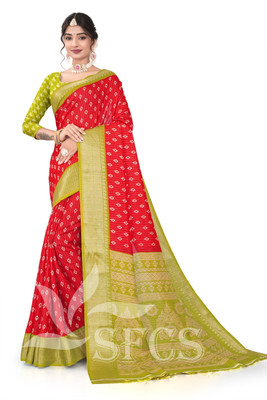 Chandan Fabrics Printed Kanjivaram Chanderi Saree(Blue)