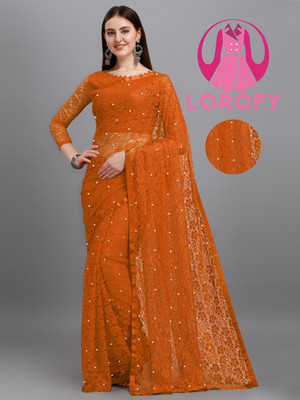 LOROFY Self Design Bollywood Net Saree(Multicolor)