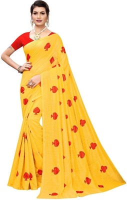 ROOP SUNDARI SAREES Embroidered Bollywood Cotton Blend Saree(Gold, Yellow)