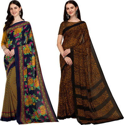 kashvi sarees Printed Daily Wear Georgette Saree(Pack of 2, Multicolor)