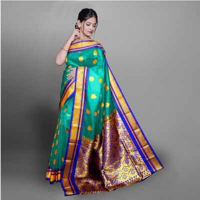 HouseOfCommon Printed Paithani Art Silk Saree(Multicolor)