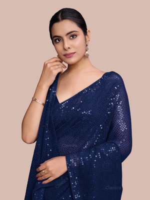 Divastri Embellished Bollywood Georgette Saree(Blue)
