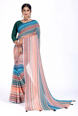 Pemal Designer Digital Print Bollywood Georgette Saree(Multicolor)