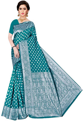 Radharani fusion Woven Banarasi Jacquard Saree(Light Blue)