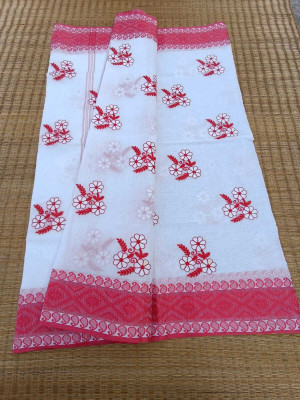 Kanokanjoli Woven Jamdani Handloom Cotton Blend Saree(Multicolor)