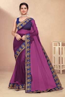 sarvagny clothing Self Design Bollywood Net Saree(Purple)