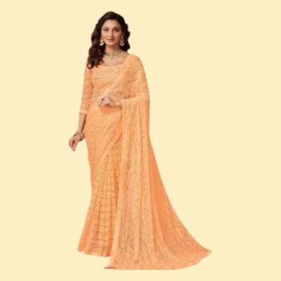 Nexaafashion Self Design Bollywood Net Saree(Yellow)