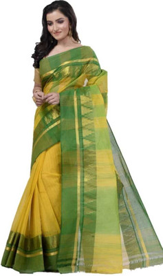 Sandhyatara Woven Tant Pure Cotton Saree(Yellow)