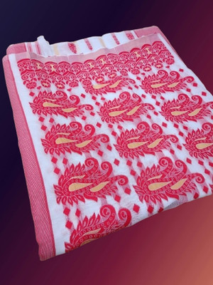 Kanokanjoli Woven Jamdani Handloom Cotton Blend Saree(Multicolor)