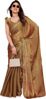 Dgdesigner Solid/Plain Bollywood Chiffon Saree(Cream)