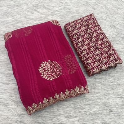 K 5 FASHION Embroidered Bollywood Georgette Saree(Pink)