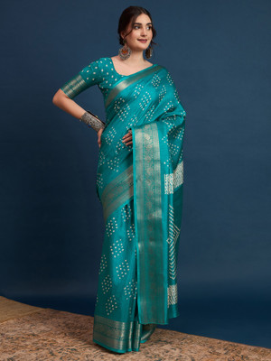 Sareemall Printed Chinnalapattu Silk Blend Saree(Blue)