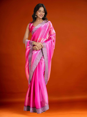 SHELDROM MART Self Design Bollywood Jimmy choo Saree(Pink)