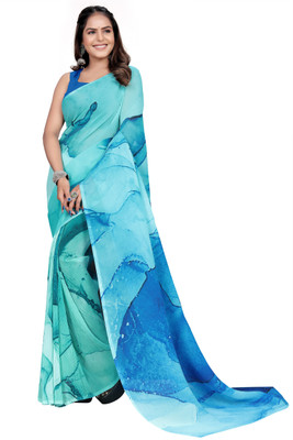 miracletex Printed Bollywood Georgette Saree(Multicolor)