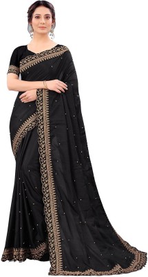 jashvicreation Embroidered Bollywood Art Silk Saree(Black)