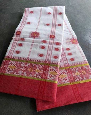 ritika fashion Self Design Tant Pure Cotton Saree(White)