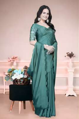 Colour9Fashion Embroidered Bollywood Georgette Saree(Dark Blue)