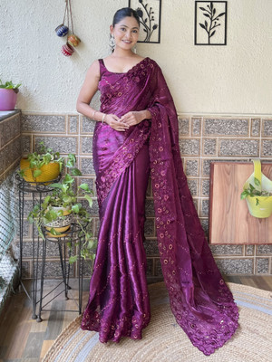 Tasrika Embellished Bollywood Organza Saree(Magenta)