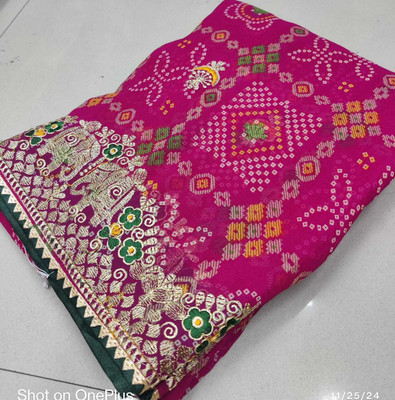 MAHADEV NX Embroidered Bandhani Georgette Saree(Pink)