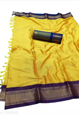 Paithani Self Design Mysore Pure Silk Saree(Yellow)