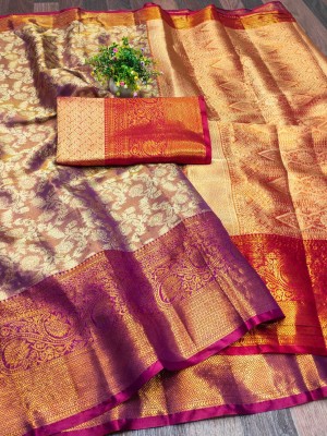 MAANVIT Woven Kanjivaram Art Silk, Pure Silk Saree(Magenta)