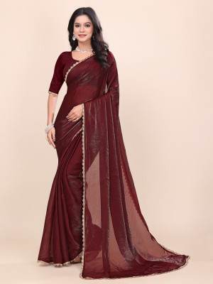 ORRASHI Dyed Daily Wear Pure Silk Saree(Maroon)