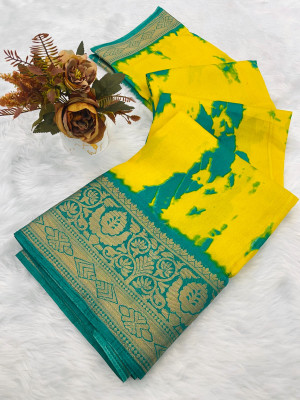 KV Fashion Digital Print Daily Wear Art Silk Saree(Dark Green)