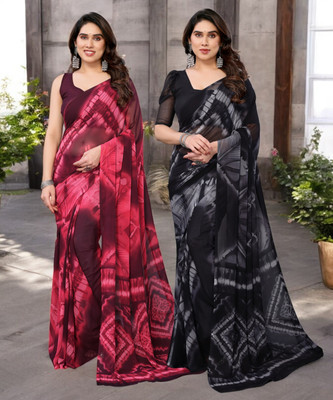 Divastri Printed Bollywood Georgette Saree(Pack of 2, Multicolor)