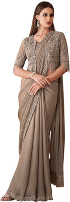 Akhilam Embellished Bollywood Georgette Saree(Grey)