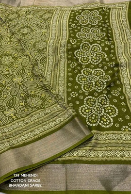 HouseOfCommon Printed Bollywood Cotton Linen Saree(Dark Green)