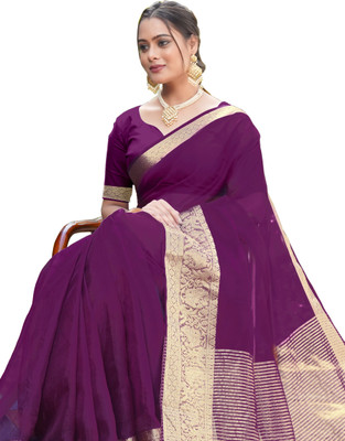 KOTHARI SBT Solid/Plain Bandhani Organza Saree(Magenta)