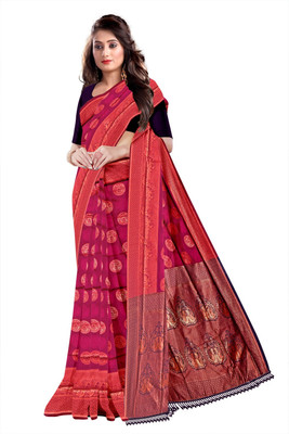nirmal creation Woven Banarasi Silk Blend Saree(Multicolor)