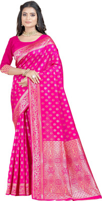 DHAYNAAND REEWA FASHION Woven Banarasi Jacquard Saree(Pink)