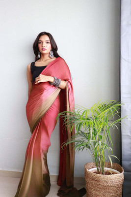 Bansari Textiles Solid/Plain Bollywood Nylon, Silk Blend Saree(Red)