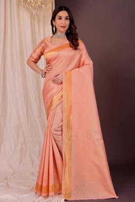 Moda Repido Woven Kanjivaram Art Silk Saree(Orange)