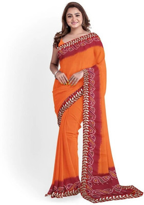 Shri Vinayak Printed Bollywood Georgette Saree(Orange)
