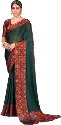 Akhilam Embroidered Bollywood Chiffon Saree(Green)