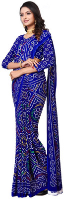 Kanooda Prints Printed Daily Wear Georgette Saree(Blue)