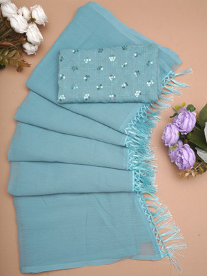 vedu creation Embroidered Bollywood Net Saree(Light Blue)