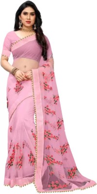 MAHADEV Embroidered Bollywood Net Saree(Pink)